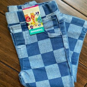 New w/Tag Garanimals Toddler Girls Blue Checkered Pull-On Pants, Sizes 18 Month